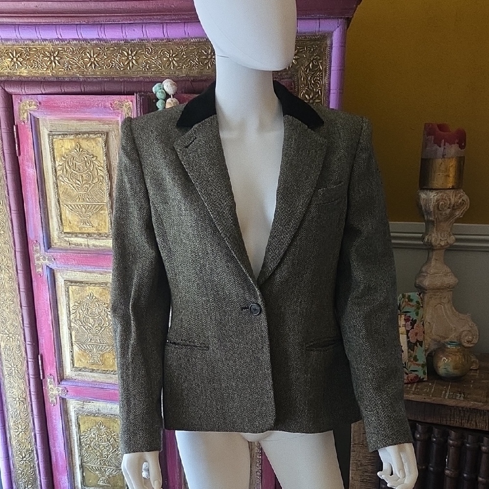 Lauren Ralph Lauren Black And Grey Blazer Tailored Suit Jacket